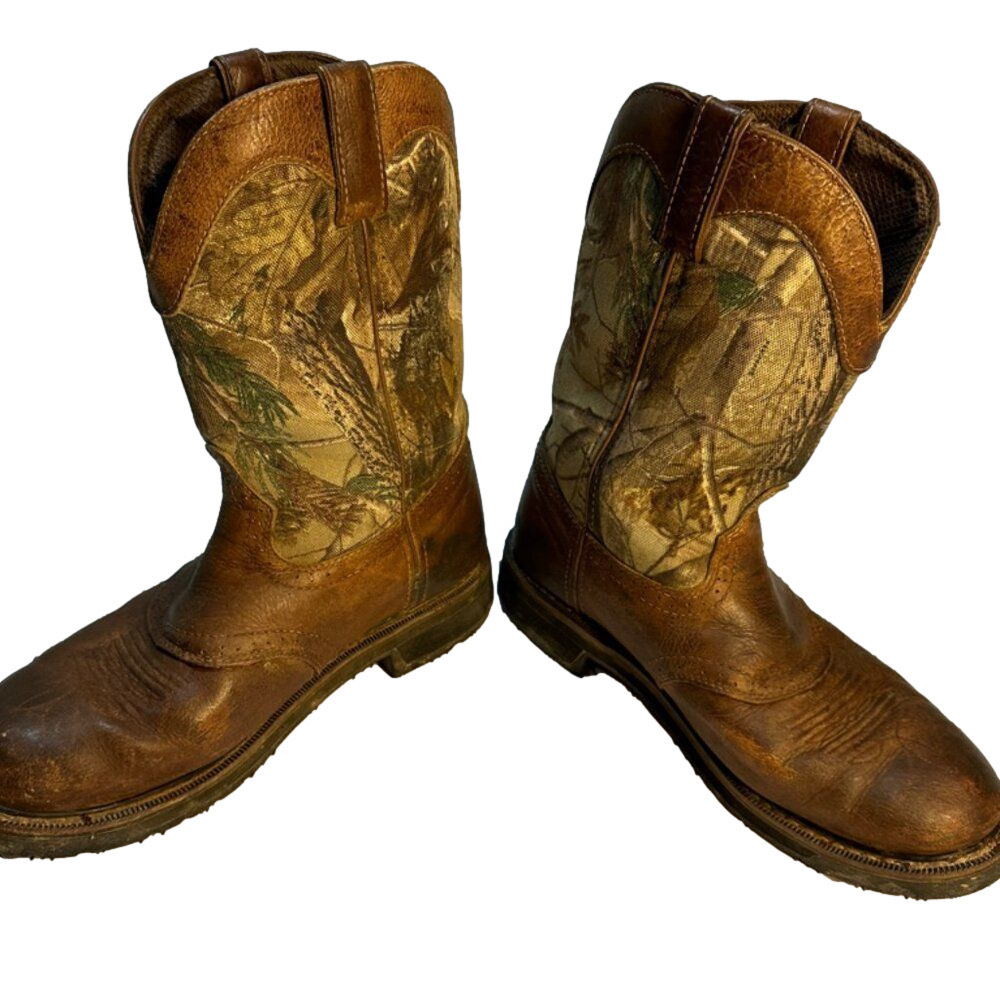 Justin Workboots Leather and Camo Size 10 EE